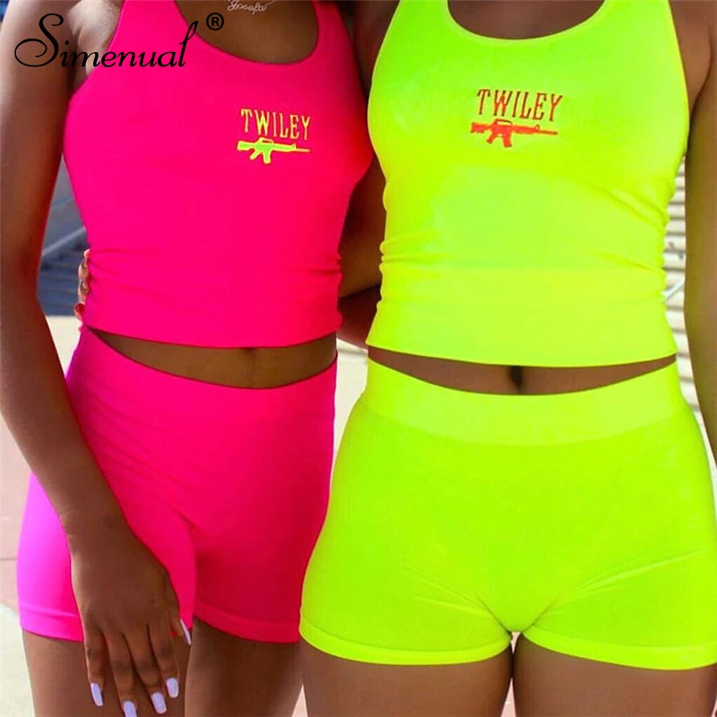 Neon Color Tracksuits Twiley Letter Embroidery 2 Piece Set Casual OG0674 Neon Color Tracksuits Twiley Letter Embroidery 2 Piece Set Casual OG0674