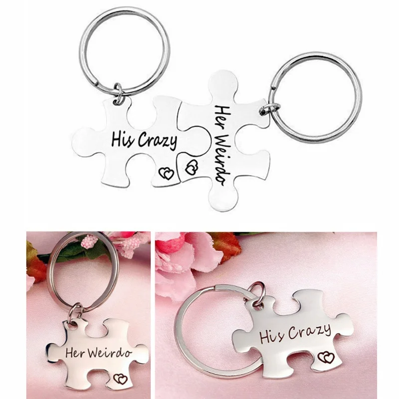 Jigsaw Puzzle Piece Keyring - Couple Gift Matching Set Her Weirdo His Crazy - Personalized Puzzle Set - Valentine's Day Gifts
Jigsaw Puzzle Piece Keyring - Couple Gift Matching Set Her Weirdo His Crazy - Personalized Puzzle Set - Valentine's Day Gifts