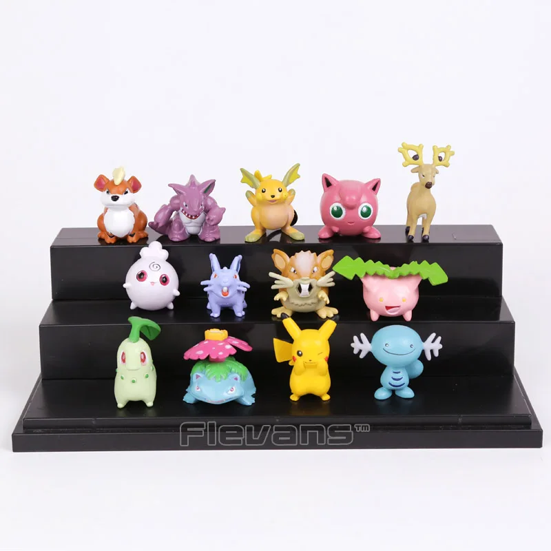 

13pcs/set Raticate/Chikorita/Rattata/Venusaur/Jigglypuff/Raichu/Hoppip/Wooper PVC Figures 3~5cm