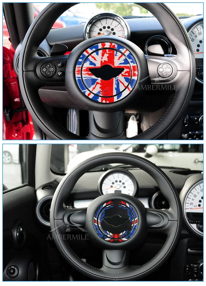 3D Car Steering Wheel Center Stickers Covers Decoration for Mini Cooper Countryman R55 R56 R57 R58 R60 R61 Accessories (8)