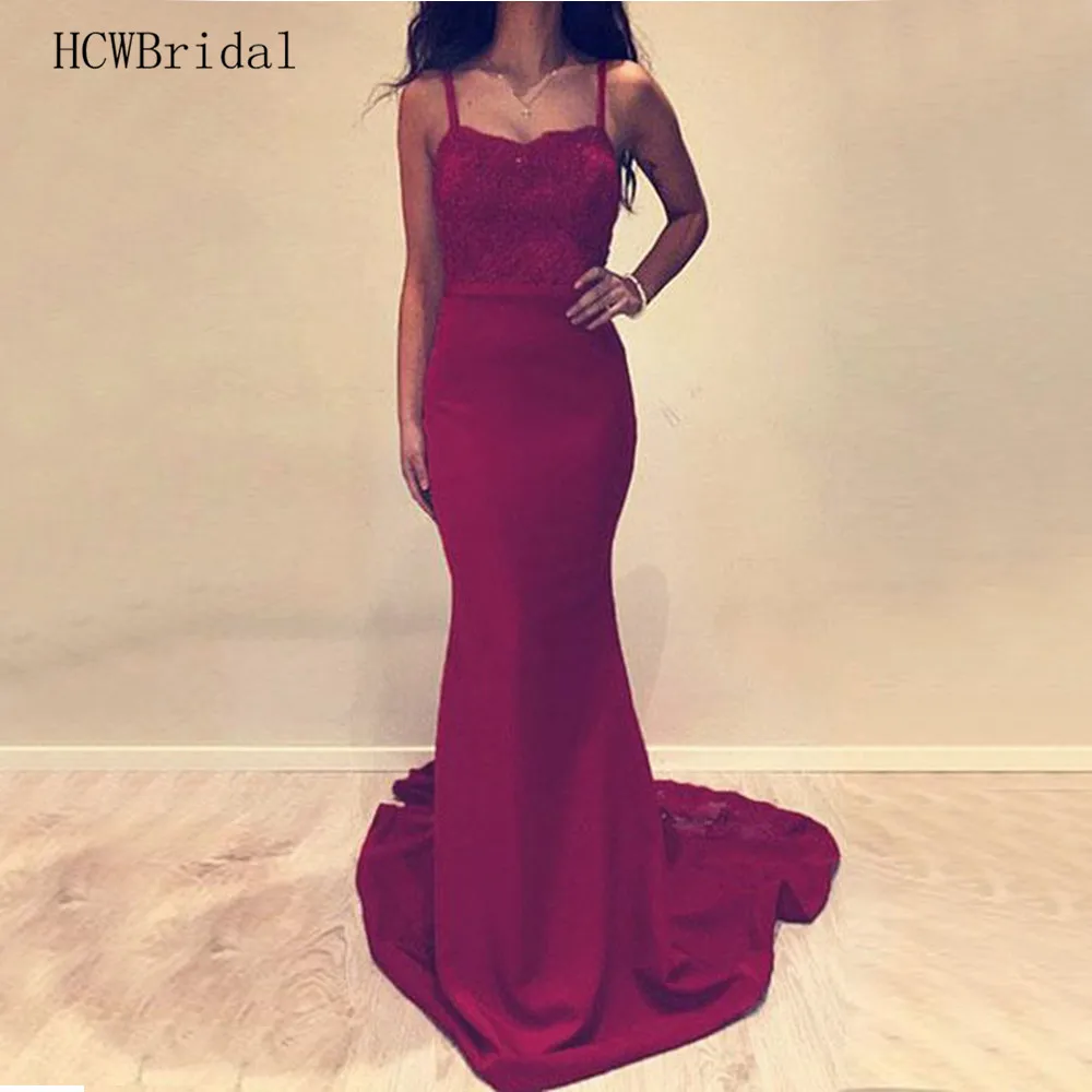 Long Simple Evening Dress Sweep Train Mermaid Spaghetti Strap Lace Elastic Satin Red Prom Gown 2019 Cheap Women Occasion Dresses
Long Simple Evening Dress Sweep Train Mermaid Spaghetti Strap Lace Elastic Satin Red Prom Gown 2019 Cheap Women Occasion Dresses