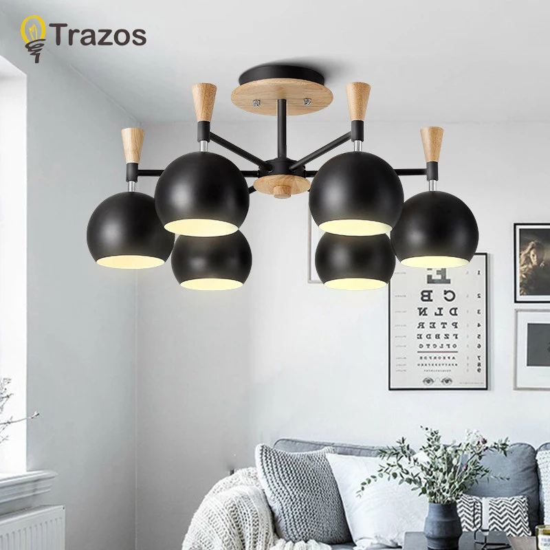 TRAZOS LED Chandelier For Living Room Wooden Lustre with Iron Lampshades E27 Chandeliers Nordic Style Kitchen Lighting Fixtures
TRAZOS LED Chandelier For Living Room Wooden Lustre with Iron Lampshades E27 Chandeliers Nordic Style Kitchen Lighting Fixtures