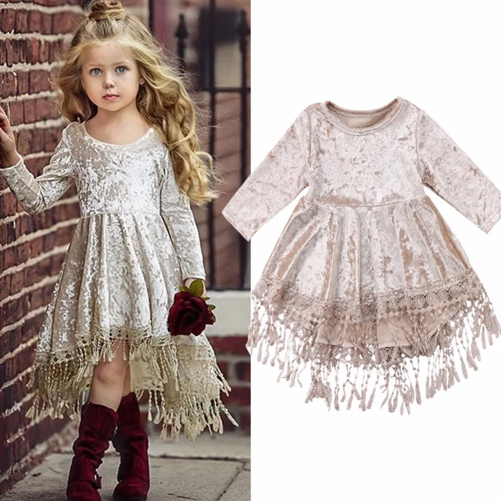Classical Children's Golden Velvet Long Sleeve tasseled Dress Bright Princess Girl Party Dresses
Classical Children's Golden Velvet Long Sleeve tasseled Dress Bright Princess Girl Party Dresses