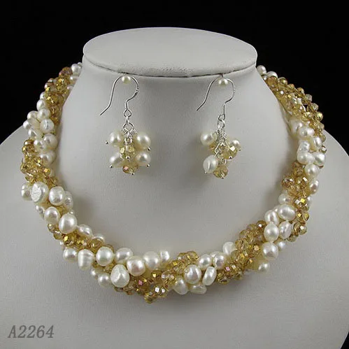 Unique Pearls jewellery Store, Perfect Lady's Gift Jewelry Set 4rows Champagne Crystal Freshwater Pearl Necklace Earrings
Unique Pearls jewellery Store, Perfect Lady's Gift Jewelry Set 4rows Champagne Crystal Freshwater Pearl Necklace Earrings