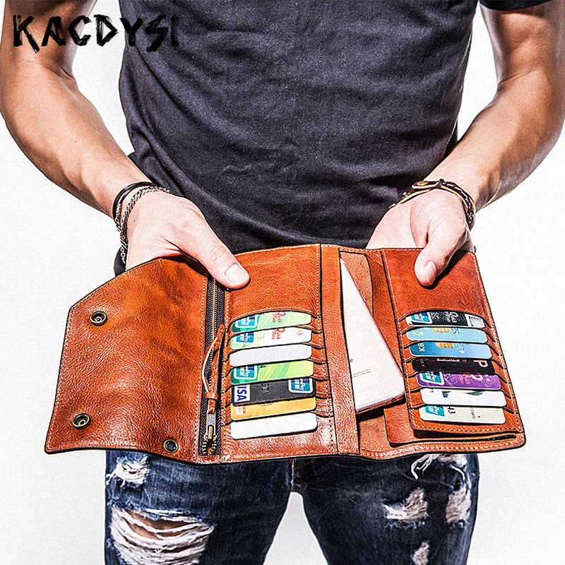 KACDYSI Handmade Men Wallet Genuine Cow Leather Mens Wallet Card Holder Vintage Luxury Long Trifold Purse Day Clutches Wristlets
KACDYSI Handmade Men Wallet Genuine Cow Leather Mens Wallet Card Holder Vintage Luxury Long Trifold Purse Day Clutches Wristlets
