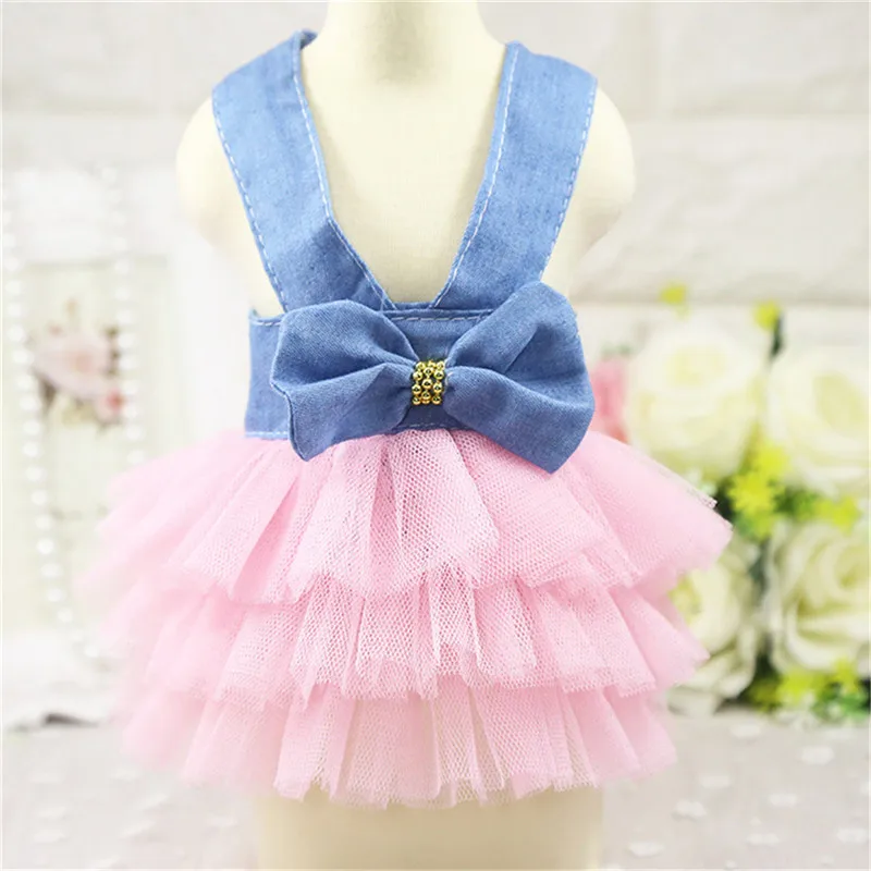 Summer Dog Dress Pet Dog Clothes for Small Dog Wedding Dress Skirt Puppy Clothing Spring Fashion Jean Pet Clothes15