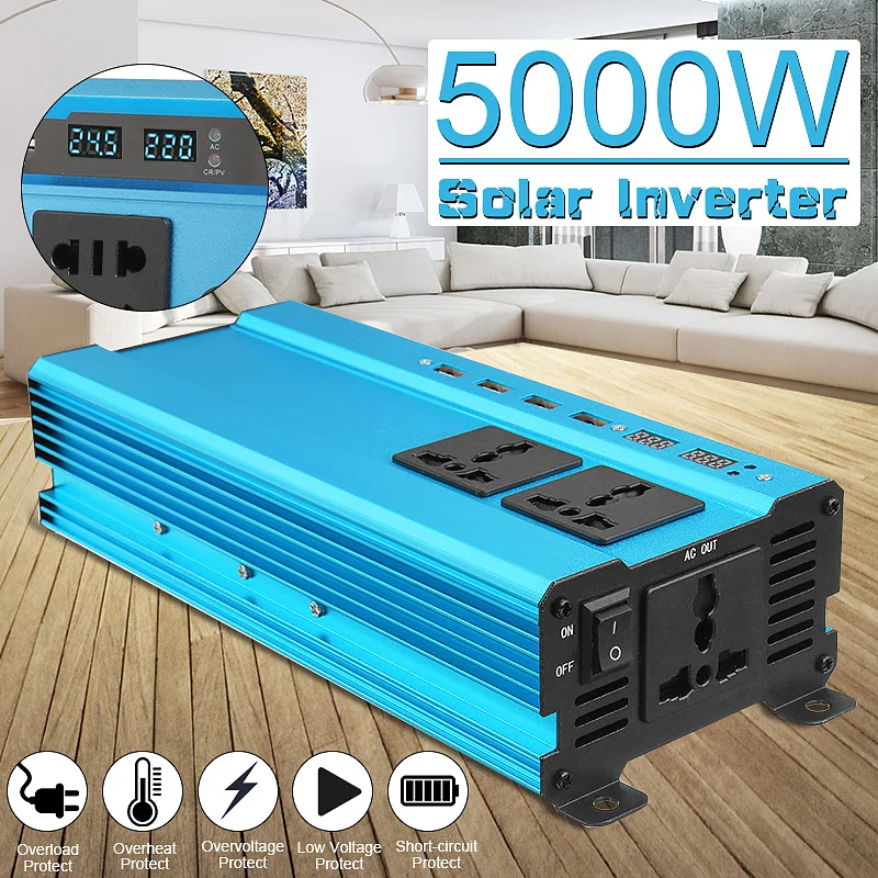 Inverter 12V 220V 5000W Peak Car Power Inverter Voltage Transformer Converter 12 220 Charger Solar Inversor 12V 220V Blue Style
Inverter 12V 220V 5000W Peak Car Power Inverter Voltage Transformer Converter 12 220 Charger Solar Inversor 12V 220V Blue Style