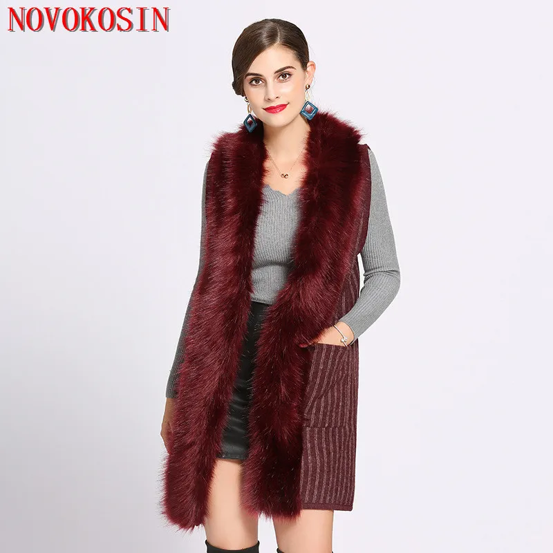 SC209 2018 Oversize Women Striped Designer Vest Female Sleeveless Garment Knitted Cardigan Winter Faux Fox Fur Neck Poncho
SC209 2018 Oversize Women Striped Designer Vest Female Sleeveless Garment Knitted Cardigan Winter Faux Fox Fur Neck Poncho