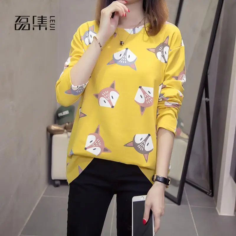Autumn Long Sleeve O-neck Animal Picture Plus Size Shirt Women Casual Tops And Blouses yellow gray Femme Blouses
Autumn Long Sleeve O-neck Animal Picture Plus Size Shirt Women Casual Tops And Blouses yellow gray Femme Blouses