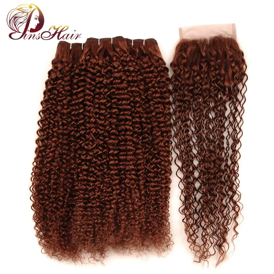 Pinshair 3 Bundles With Closure Brazilian Jerry Curly Human Hair Weave Bundles With Lace Closure Light Brown Color #33 Non Remy
Pinshair 3 Bundles With Closure Brazilian Jerry Curly Human Hair Weave Bundles With Lace Closure Light Brown Color #33 Non Remy