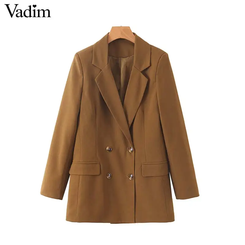 Vadim women chic stylish blazer double breasted pockets long sleeve office wear coats female solid chic outerwear tops CA499
Vadim women chic stylish blazer double breasted pockets long sleeve office wear coats female solid chic outerwear tops CA499