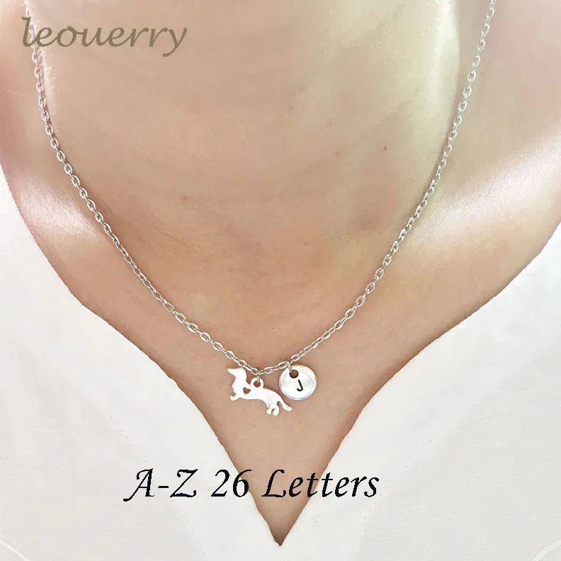 Leouerry A--Z 26 Initial Dachshund Pendant Necklace Tiny Clavicle Chain Custom Your Puppy's Initial Dachshund Dog Charms Jewelry
Leouerry A--Z 26 Initial Dachshund Pendant Necklace Tiny Clavicle Chain Custom Your Puppy's Initial Dachshund Dog Charms Jewelry