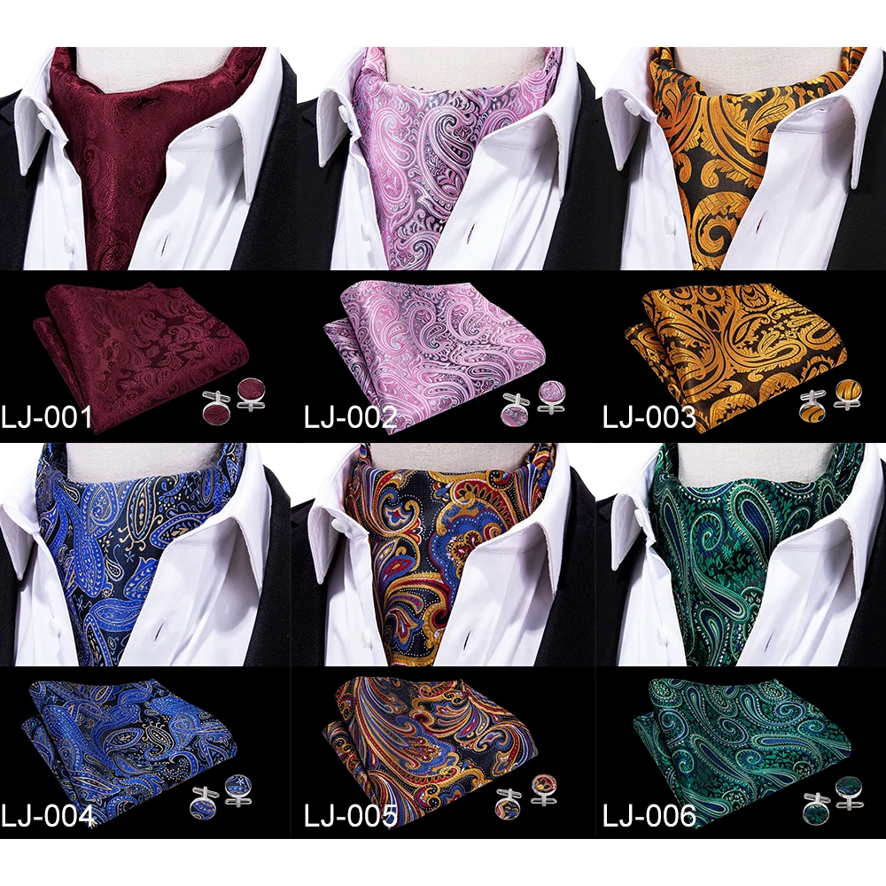 LJ-0001 Fashion Brand 8 Styles Gold Men Cravat Ascot Handkerchief Cufflinks 100% Silk Paisley Barry.Wang Mens Ties Wedding Party
LJ-0001 Fashion Brand 8 Styles Gold Men Cravat Ascot Handkerchief Cufflinks 100% Silk Paisley Barry.Wang Mens Ties Wedding Party