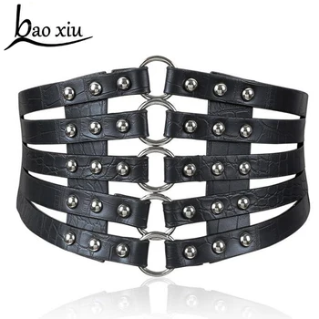 New Women Vintage Elastic Leather Waist Belt Casual Wide Bondage Cage Dress Belt Female Travel Rivet Straps Belt Accessories
New Women Vintage Elastic Leather Waist Belt Casual Wide Bondage Cage Dress Belt Female Travel Rivet Straps Belt Accessories