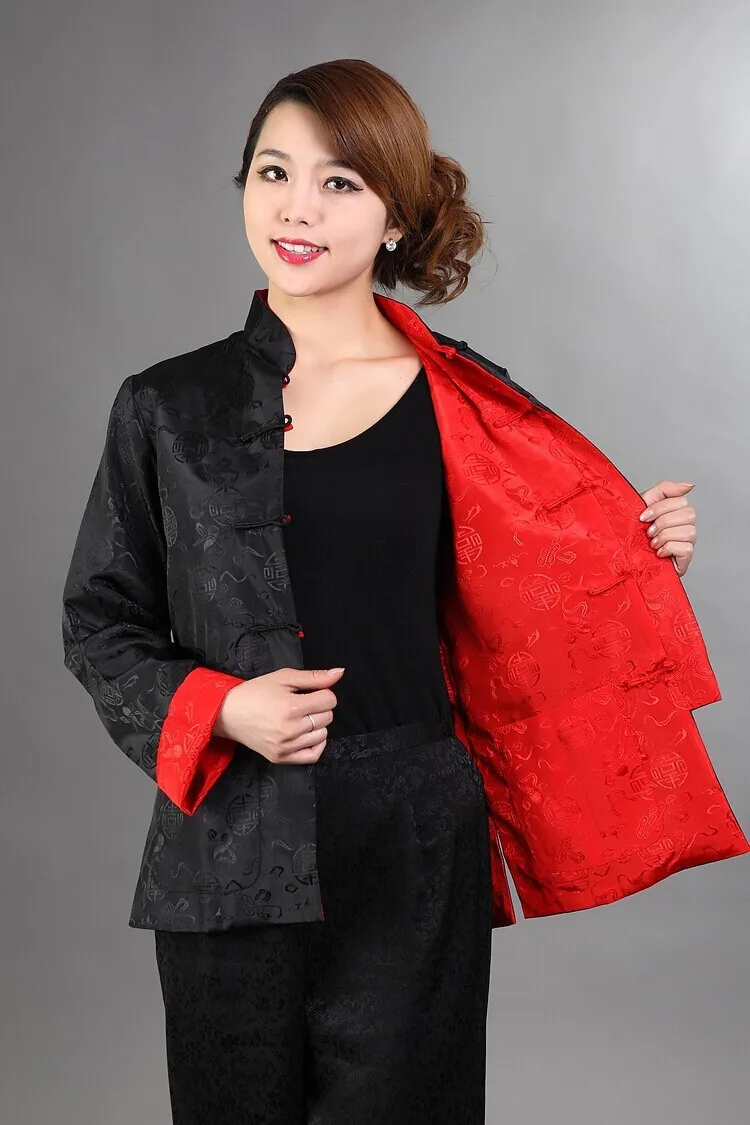 Discount Black Red Reversible Lady Silk Jacket Mandarin Collar Two-Face Outwear Single Breasted Coat Size S - XXXL NJ125
Discount Black Red Reversible Lady Silk Jacket Mandarin Collar Two-Face Outwear Single Breasted Coat Size S - XXXL NJ125