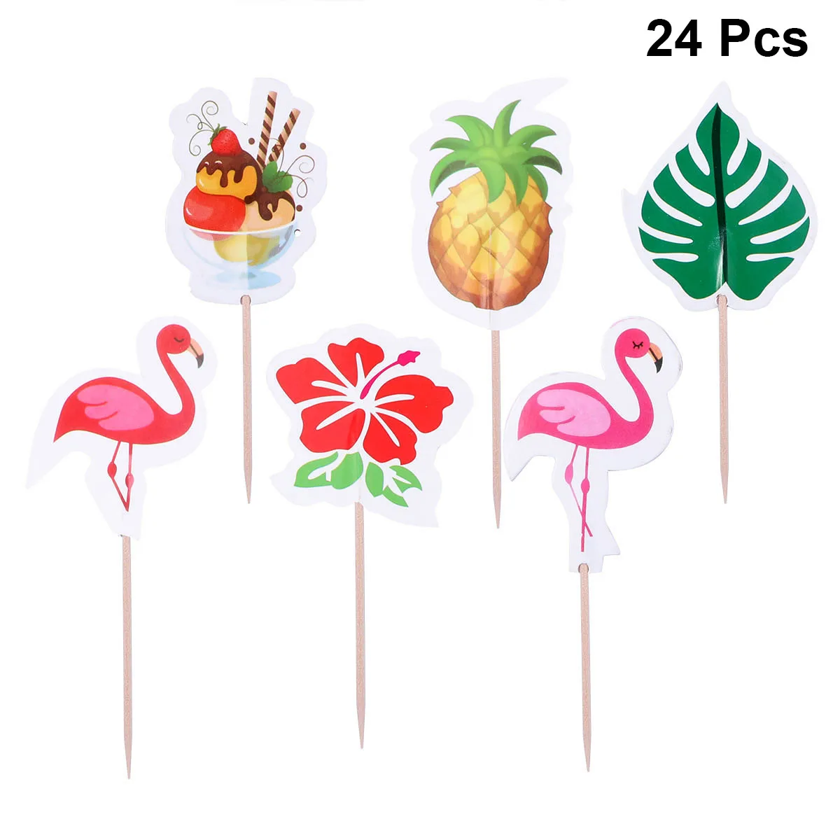 24pcs/Pack Cartoon Paper Cake Toppers Flamingo Pineapple Hawaii Theme Cupcake Decor Party Supplies For Birthday Festival
24pcs/Pack Cartoon Paper Cake Toppers Flamingo Pineapple Hawaii Theme Cupcake Decor Party Supplies For Birthday Festival