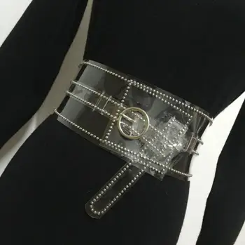 Women's runway fashion PVC rivet transparent Cummerbunds female Dress Corsets Waistband Belts decoration wide belt R1545
Women's runway fashion PVC rivet transparent Cummerbunds female Dress Corsets Waistband Belts decoration wide belt R1545