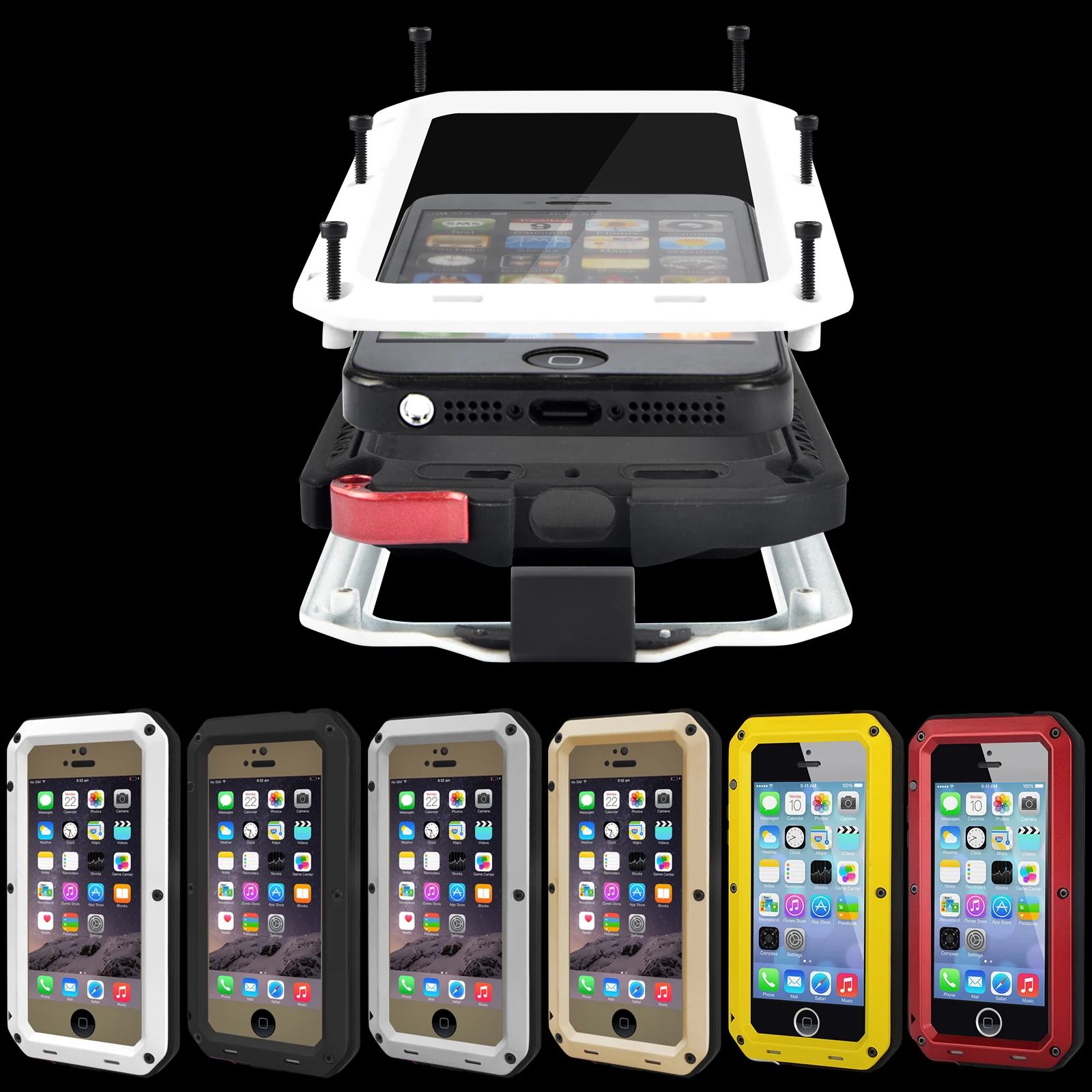 Powerful Shockproof Case for iPhone 5 6 6 plus Aluminum Metal Phone Cover Case For iPhone 7 PLus 5s 6s 6plus S7 Edge S6 Edge S5 S4 S3