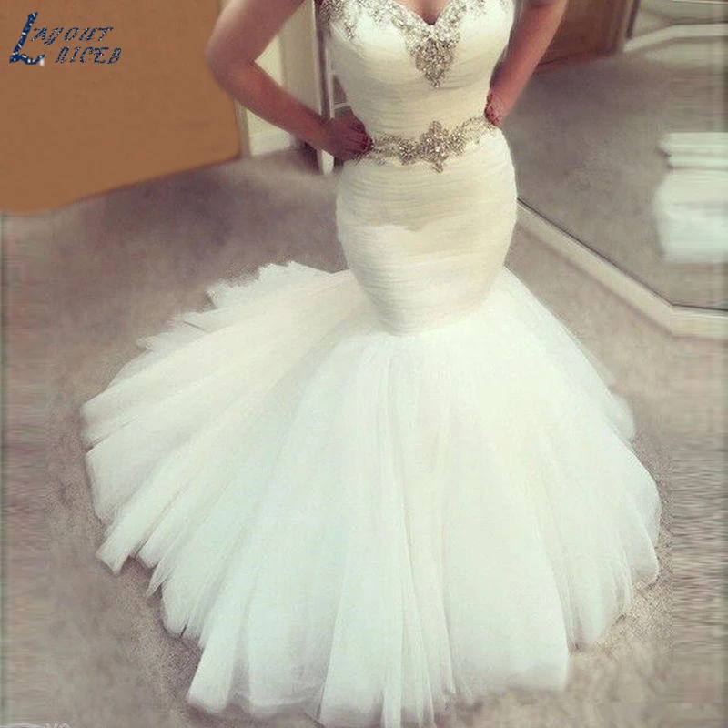 WD050 Beaded Crystals Sweetheart Mermaid Wedding Dress 2018 Real Pictures Tulle Bridal Wedding Gown Vestido De Noiva
WD050 Beaded Crystals Sweetheart Mermaid Wedding Dress 2018 Real Pictures Tulle Bridal Wedding Gown Vestido De Noiva