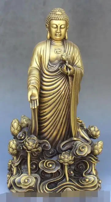 S4269 16" Tibet Buddhism Exquisite Pure Bronze Stand Lotus Shakyamuni Buddha Statue
S4269 16" Tibet Buddhism Exquisite Pure Bronze Stand Lotus Shakyamuni Buddha Statue
