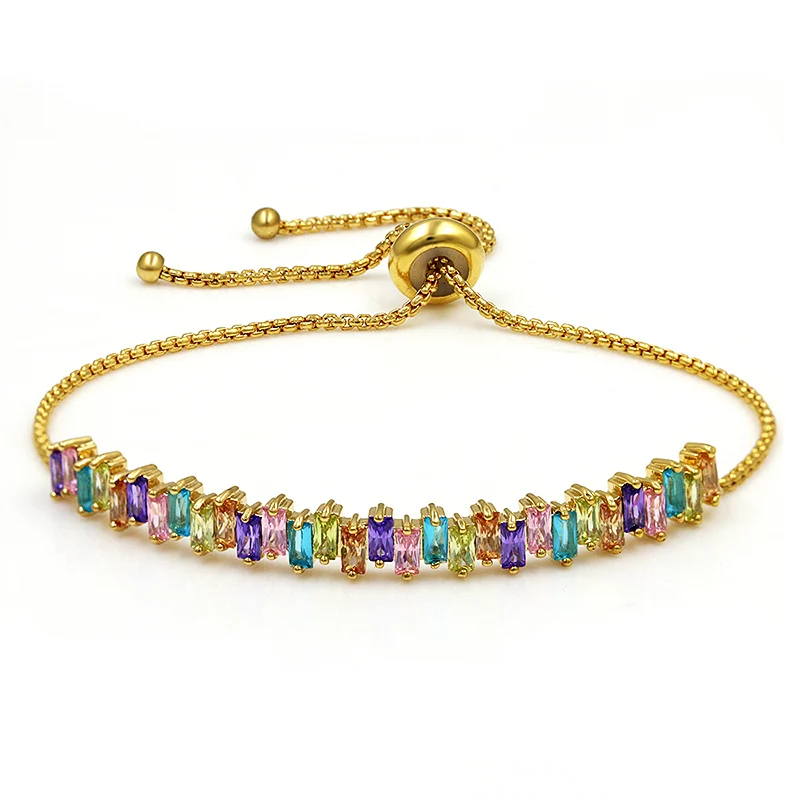 MIEG Rainbow Color Sparkling Princess Cut Irregular CZ Zirconia Crystal Adjustable Bracelets for Women Bride or Bridesmaid
MIEG Rainbow Color Sparkling Princess Cut Irregular CZ Zirconia Crystal Adjustable Bracelets for Women Bride or Bridesmaid