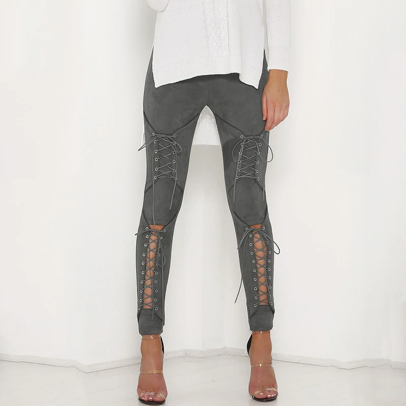 New Women Suede Leather Pencil Pants Lace Up Cut Out Fashion Trousers For Women Sexy Bandage Legging Pants Lace-Up Pants
New Women Suede Leather Pencil Pants Lace Up Cut Out Fashion Trousers For Women Sexy Bandage Legging Pants Lace-Up Pants