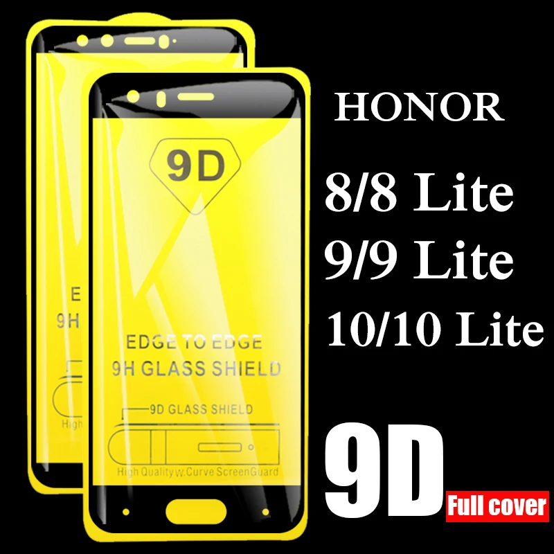 9D стекло для Huawei Honor 8 9 10 Lite защитный экран на Huawey Honer 8lite 9lite 10lite свет полное