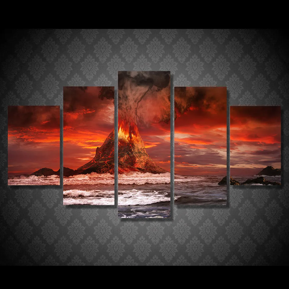 HD Printed mountains volcano sea ocean Painting Canvas Print room decor print poster picture canvas Free shipping/NY-5913 | Дом и сад