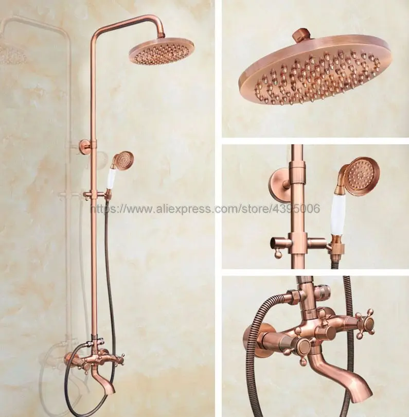 Antique Red Copper 8" Rainfall Shower Head Shower Faucet Mixer Set Dual Handle + Tub Spout + Hand Held Shower Brg516
Antique Red Copper 8" Rainfall Shower Head Shower Faucet Mixer Set Dual Handle + Tub Spout + Hand Held Shower Brg516