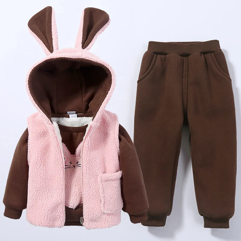 Baby Sports Suit rabbit ear Jacket Sweater Coat+Pants+T-shirt 3 sets Thicken Kids Clothes Set Boys Girls Children Winter Wool
Baby Sports Suit rabbit ear Jacket Sweater Coat+Pants+T-shirt 3 sets Thicken Kids Clothes Set Boys Girls Children Winter Wool
