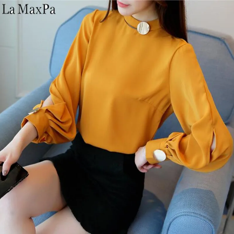 LA MAXPA 2019 Autumn Long Lantern Sleeve Stand Collar Big Button Chiffon Blouses Women Casual Loose Party Blouses Shirts Tops
LA MAXPA 2019 Autumn Long Lantern Sleeve Stand Collar Big Button Chiffon Blouses Women Casual Loose Party Blouses Shirts Tops