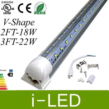 V-Shaped Led Tubes Light 2ft 18w / 3ft 22w Led Integrated Tube Lights AC85-265V Warm Cold White UL cUL CE
V-Shaped Led Tubes Light 2ft 18w / 3ft 22w Led Integrated Tube Lights AC85-265V Warm Cold White UL cUL CE
