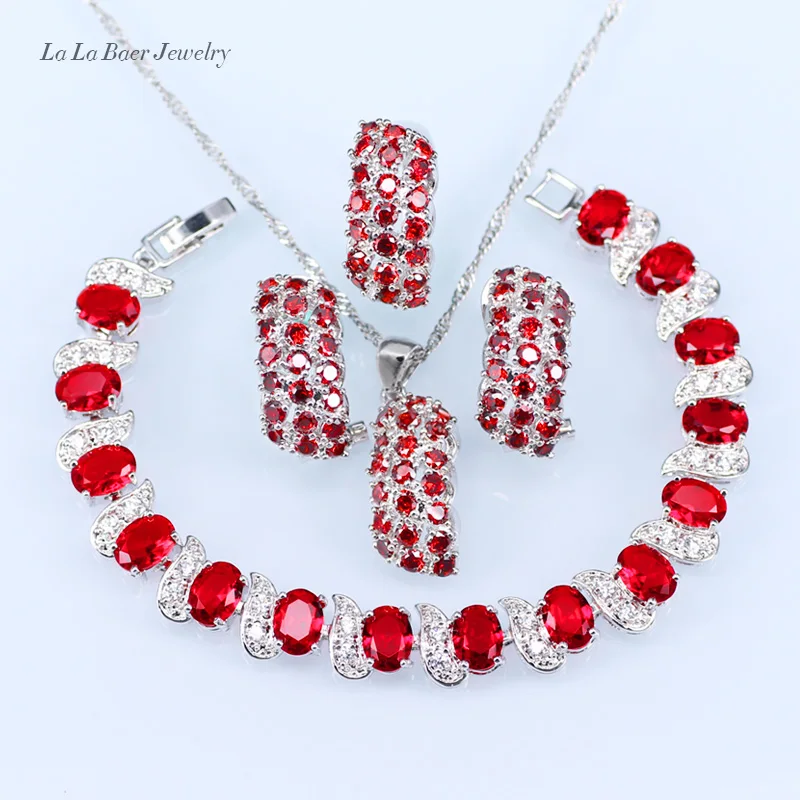 Red created Garnet White Zircon Silver 925 Costume Jewelry Sets For Women Wedding Bracelets Pendant Necklace Ring Set
Red created Garnet White Zircon Silver 925 Costume Jewelry Sets For Women Wedding Bracelets Pendant Necklace Ring Set