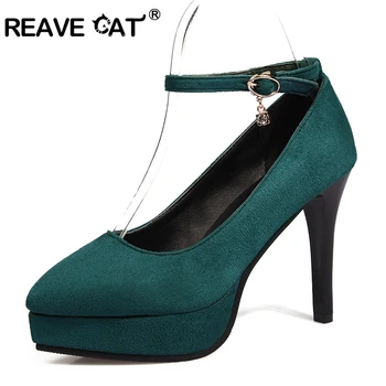 

REAVE CAT Elegant Women Shoes Thin Heels Shoes Women Pumps Flock Platform Shoes Ladies Party Stiletto Footwear Mujer A512