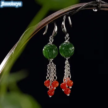 Jinwateryu 925 sterling silver retro inlay and Tian Nanhong ladies high-grade tassel earring earrings
Jinwateryu 925 sterling silver retro inlay and Tian Nanhong ladies high-grade tassel earring earrings