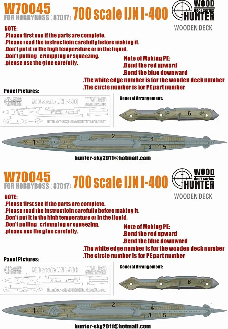 Assembly model 1/700 Japanese I-400 submarine wooden deck Toys Warship | Игрушки и хобби