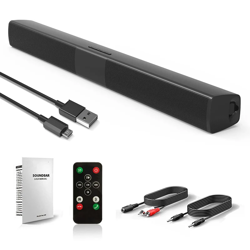 Bluetooth Soundbar with Subwoofer, Wired and Wireless Portable 2.0 Channel 20W Sound Bar Speaker for TV, PC, Cellphone, 21-inch
Bluetooth Soundbar with Subwoofer, Wired and Wireless Portable 2.0 Channel 20W Sound Bar Speaker for TV, PC, Cellphone, 21-inch