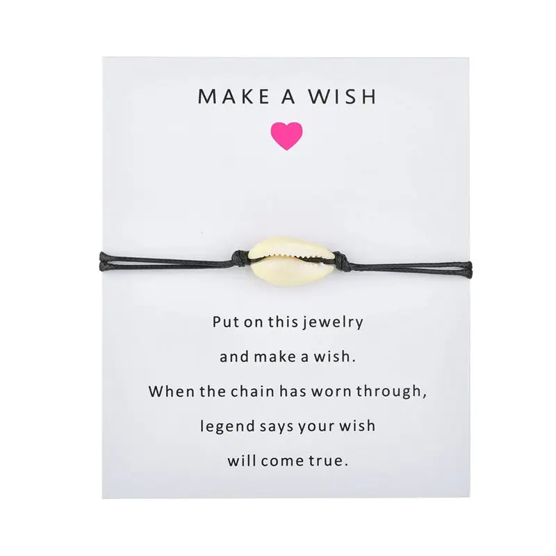 2019 Summer New Nature Shell Charm Bracelet Paper Wish Card Gift Handmade Black String Bracelets for Women Men Kids Jewelry
2019 Summer New Nature Shell Charm Bracelet Paper Wish Card Gift Handmade Black String Bracelets for Women Men Kids Jewelry