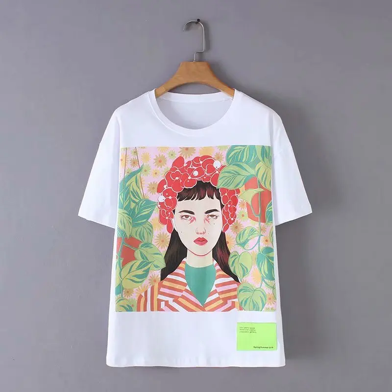 2019 Art lady print short sleeve print zaraing vadiming sheining women t-shirt tshirt streetwear tops vintage
2019 Art lady print short sleeve print zaraing vadiming sheining women t-shirt tshirt streetwear tops vintage