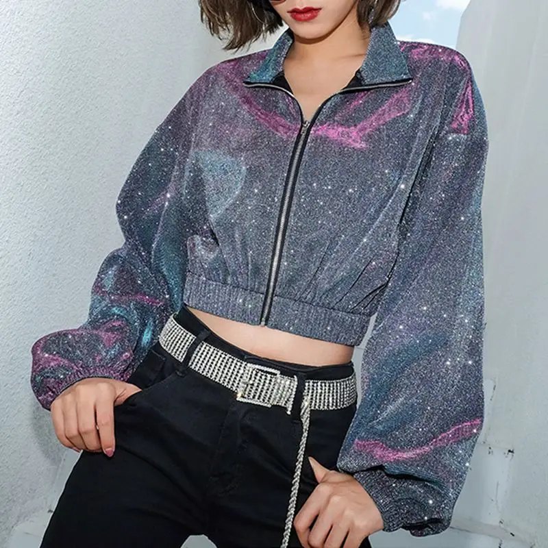 Glitter Cropped Hoodies Women Sexy Club Crop Top Zipper Blingbling Sweatshirts Streetwear Long Sleeve Sweatshirts Female
Glitter Cropped Hoodies Women Sexy Club Crop Top Zipper Blingbling Sweatshirts Streetwear Long Sleeve Sweatshirts Female