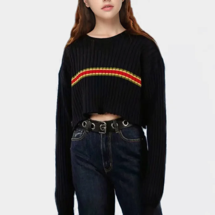 Women Drop Shoulder Striped Casual Jumper Long Sleeve O-Neck Knit Sweaters Pullover Loose Contrast Crop Sweaters
Women Drop Shoulder Striped Casual Jumper Long Sleeve O-Neck Knit Sweaters Pullover Loose Contrast Crop Sweaters
