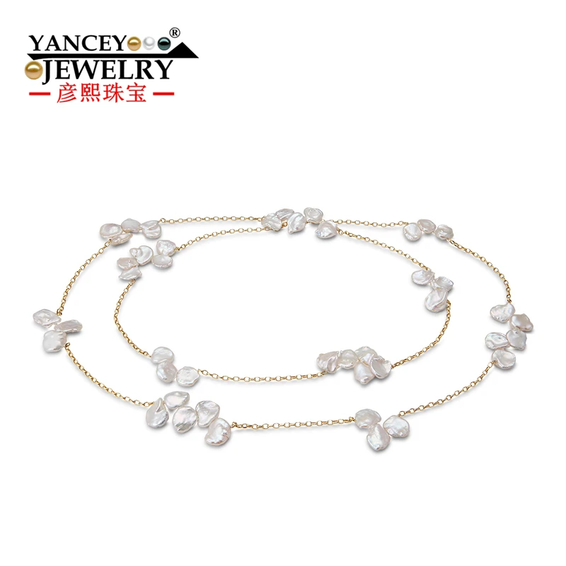 YANCEY New Fashions Strong Gloss Flawless Freshwater Baroque pearl 9k and G18k gold chain 90CM Long necklace, Bohemia
YANCEY New Fashions Strong Gloss Flawless Freshwater Baroque pearl 9k and G18k gold chain 90CM Long necklace, Bohemia