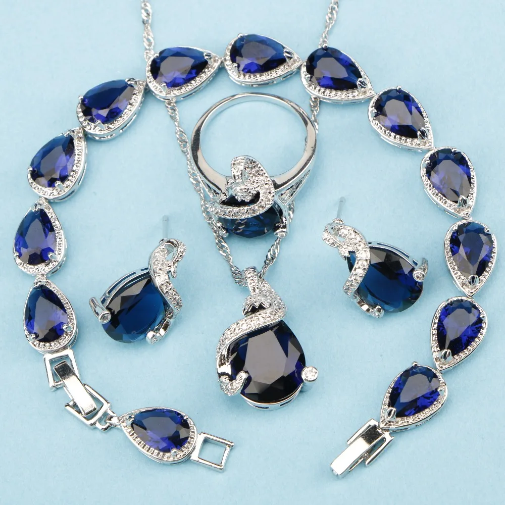 Royal Blue Stones White Cubic Zirconia 925 Sterling Silver Women Jewelry Sets Earrings/Pendant/Necklace/Rings/Bracelets
Royal Blue Stones White Cubic Zirconia 925 Sterling Silver Women Jewelry Sets Earrings/Pendant/Necklace/Rings/Bracelets