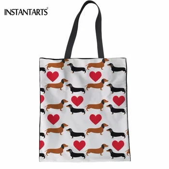 INSTANTARTS Cute Puppies Dachshund Printing Women Cotton Shopping Bags Casual Teen Girls Students Bookbags Fashion Recycling Bag
INSTANTARTS Cute Puppies Dachshund Printing Women Cotton Shopping Bags Casual Teen Girls Students Bookbags Fashion Recycling Bag