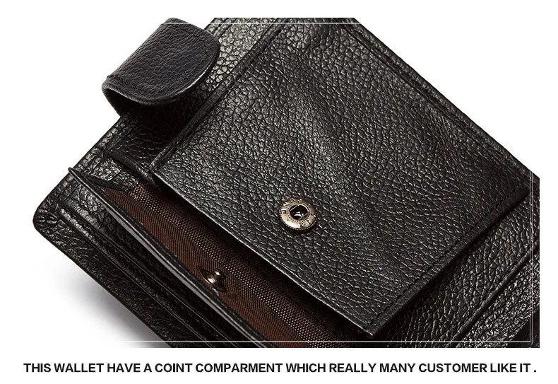 Genuine Leather Men Wallets Brand High Quality Design Wallets with Coin Pocket Purses Gift For Men Card Holder Bifold Male Purse 19