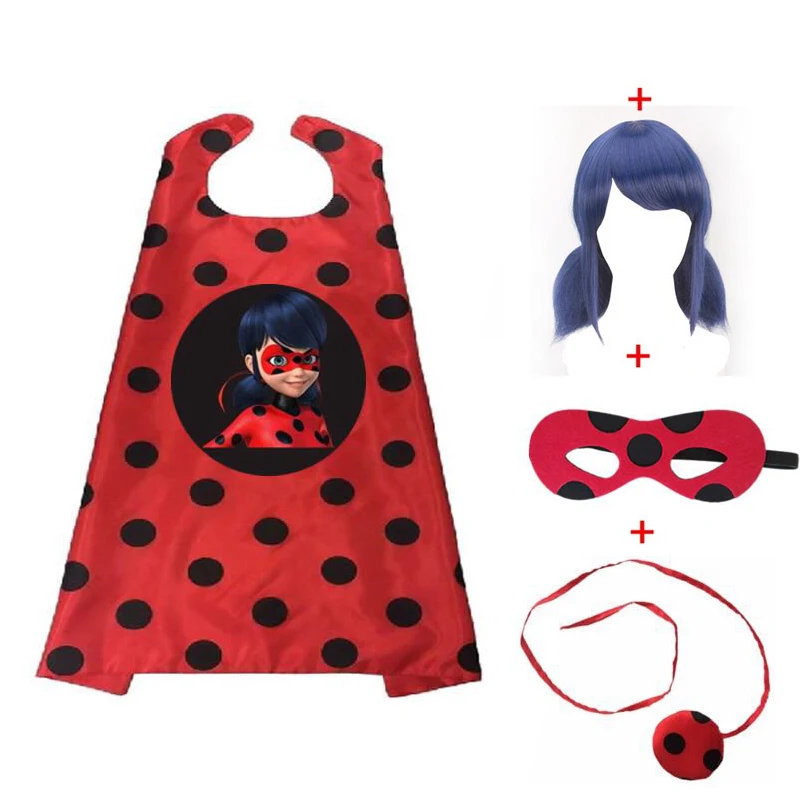Ladybug Cosplay Cape Halloween Christmas Mask Superhero Cloak Mask Bag Wig Girl Set Marinette Costume 70*70cm Capes Suit
Ladybug Cosplay Cape Halloween Christmas Mask Superhero Cloak Mask Bag Wig Girl Set Marinette Costume 70*70cm Capes Suit