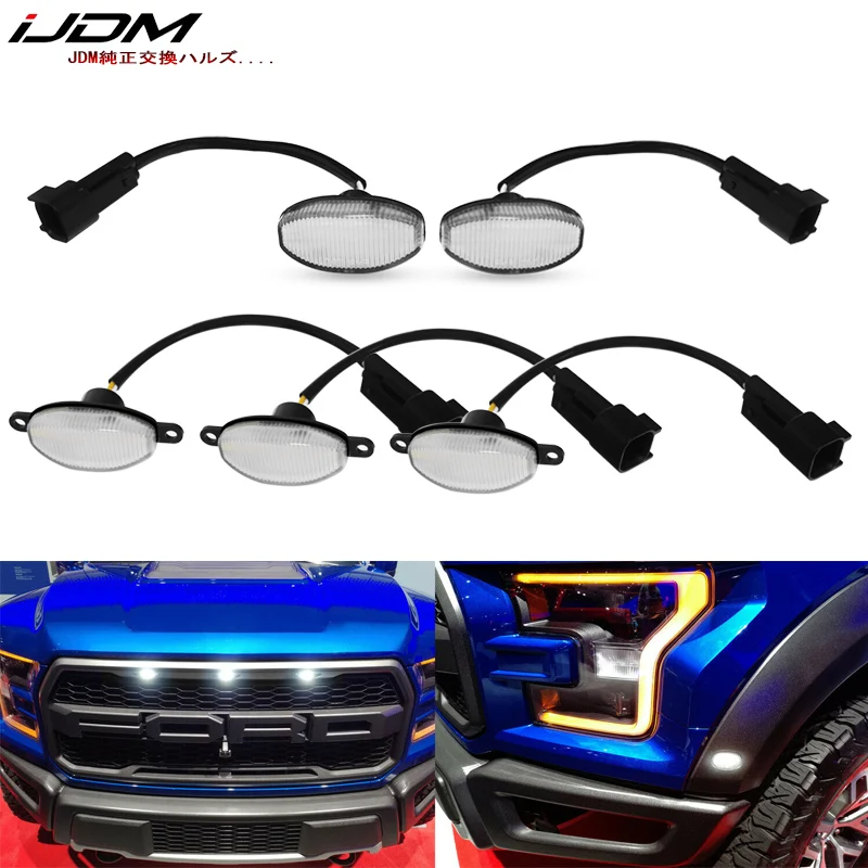 iJDM Clear Lens Front Grille Running Lights and Front Fender Flare Side Marker Lights For 2010-2014 Ford Raptor, Xenon White 12V
iJDM Clear Lens Front Grille Running Lights and Front Fender Flare Side Marker Lights For 2010-2014 Ford Raptor, Xenon White 12V
