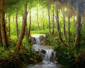 

Frameless diy paintings by numbers paint by number for home decor oil picture painting 5065cm stream in forest