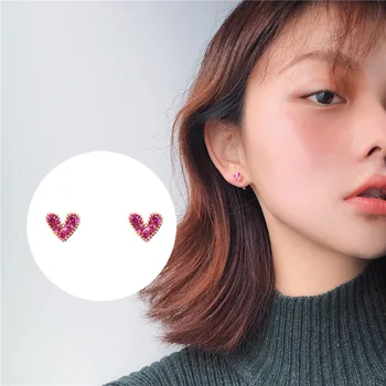 S925 Silver Needle Rose Gold Copper Mosaic Pink AAA Cubic Zirconia Small Heart Stud Earrings For Women Girl's Sweet Jewelry
S925 Silver Needle Rose Gold Copper Mosaic Pink AAA Cubic Zirconia Small Heart Stud Earrings For Women Girl's Sweet Jewelry
