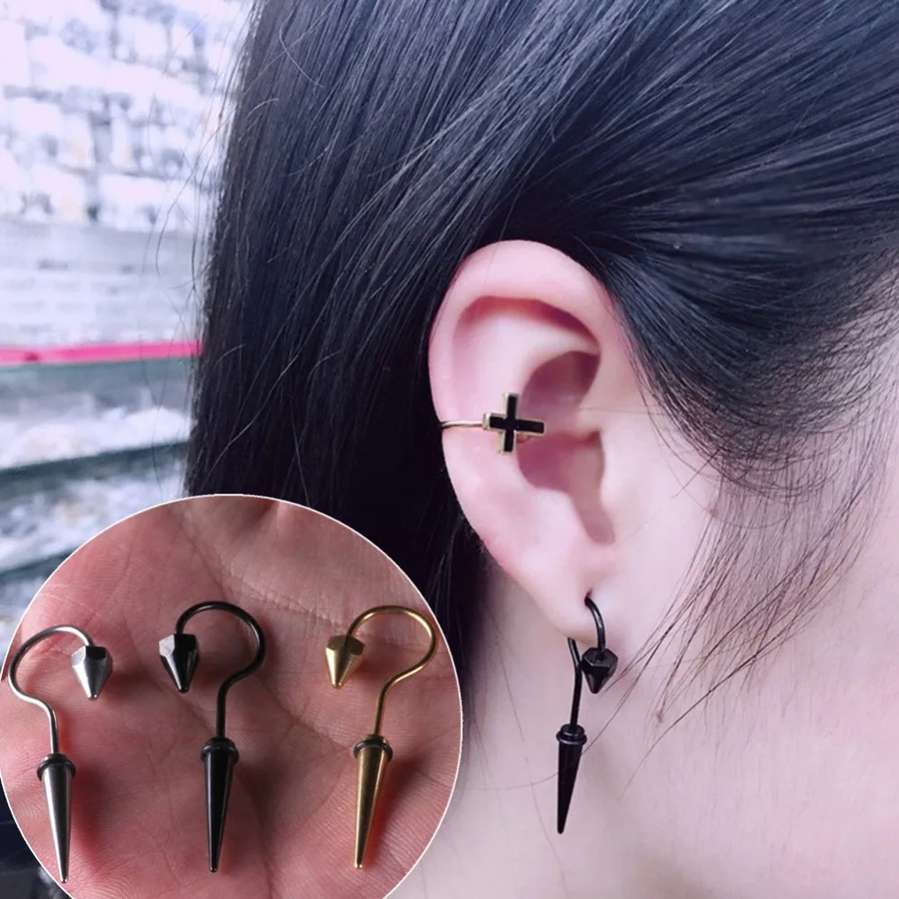 2 pcs/pair Creative Hook Cone Shaped Earrings Punk Titanium Steel Screw Ear Piercing Fashion Jewelry
2 pcs/pair Creative Hook Cone Shaped Earrings Punk Titanium Steel Screw Ear Piercing Fashion Jewelry